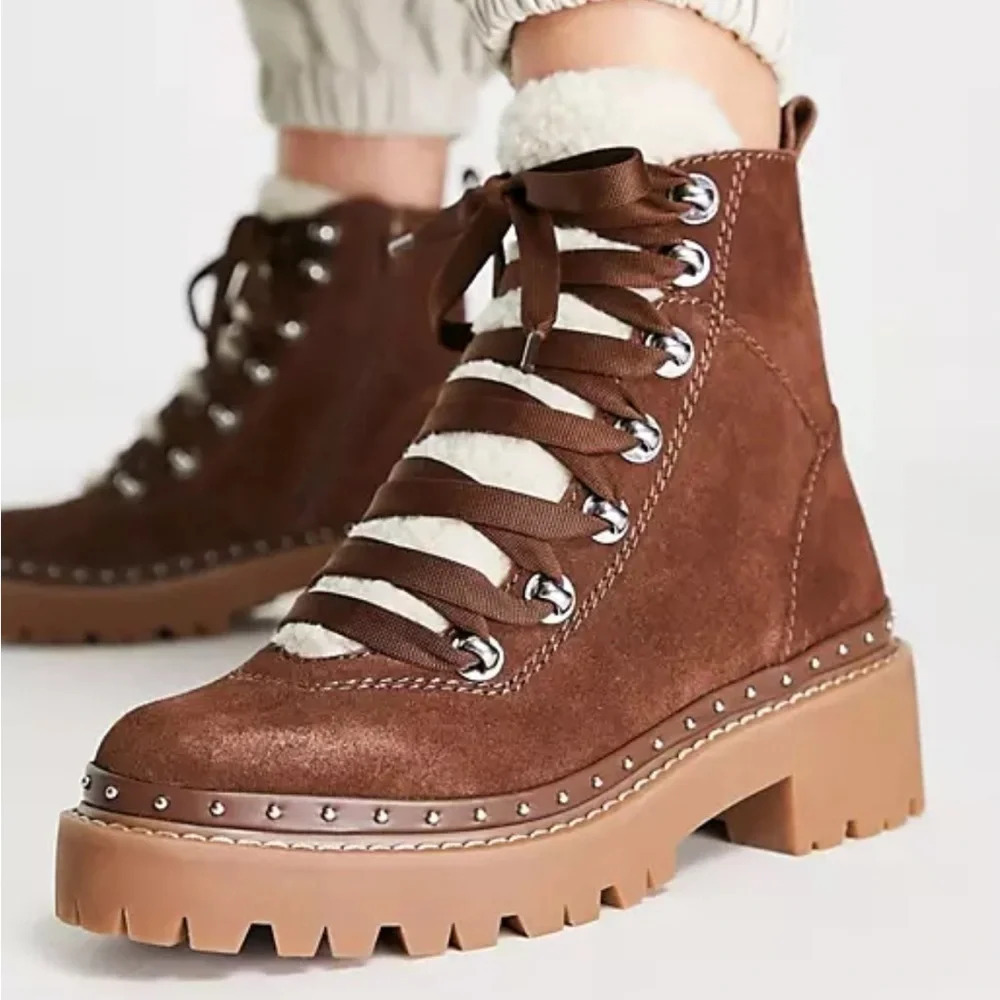 Steve Madden Rainer Lace Front Chunky Boots Suede NEW​​